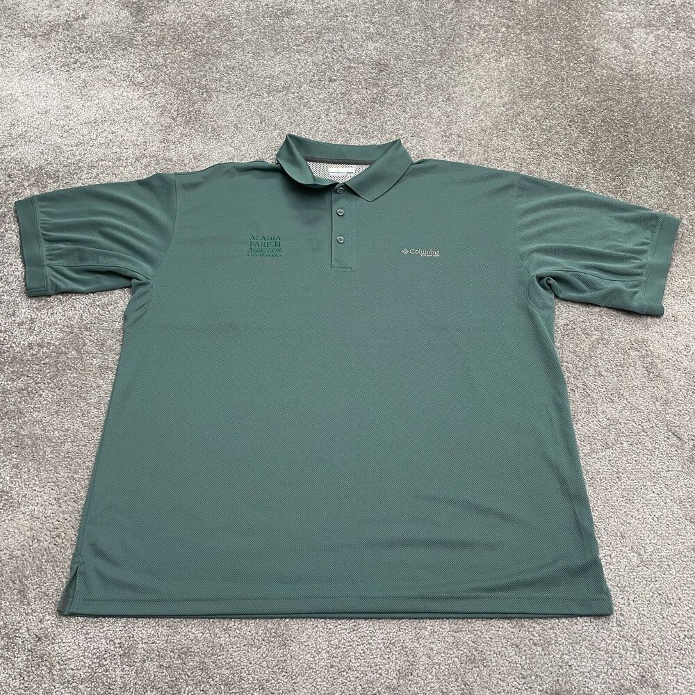 Columbia PFG Omni Shade Perfect Cast Polo Shirt Mens XL Green Short Sleeve Fish